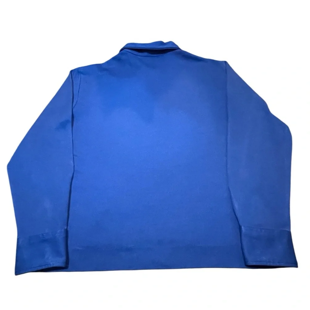 Vintage MCM Cobalt Blue Button Down‎ Shirt / Cardigan With Geo Print Strips L